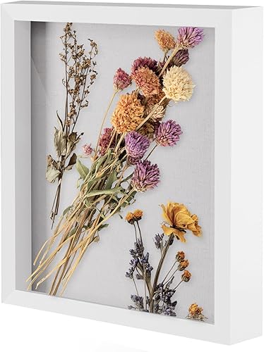 Miniatura 24 de Muzilife - Marco de Sombra con Tablero de Lino, Caja de Exhibición de Madera Profunda y Vidrio, Listo para Colgar, Caja de Recuerdos para Bebé