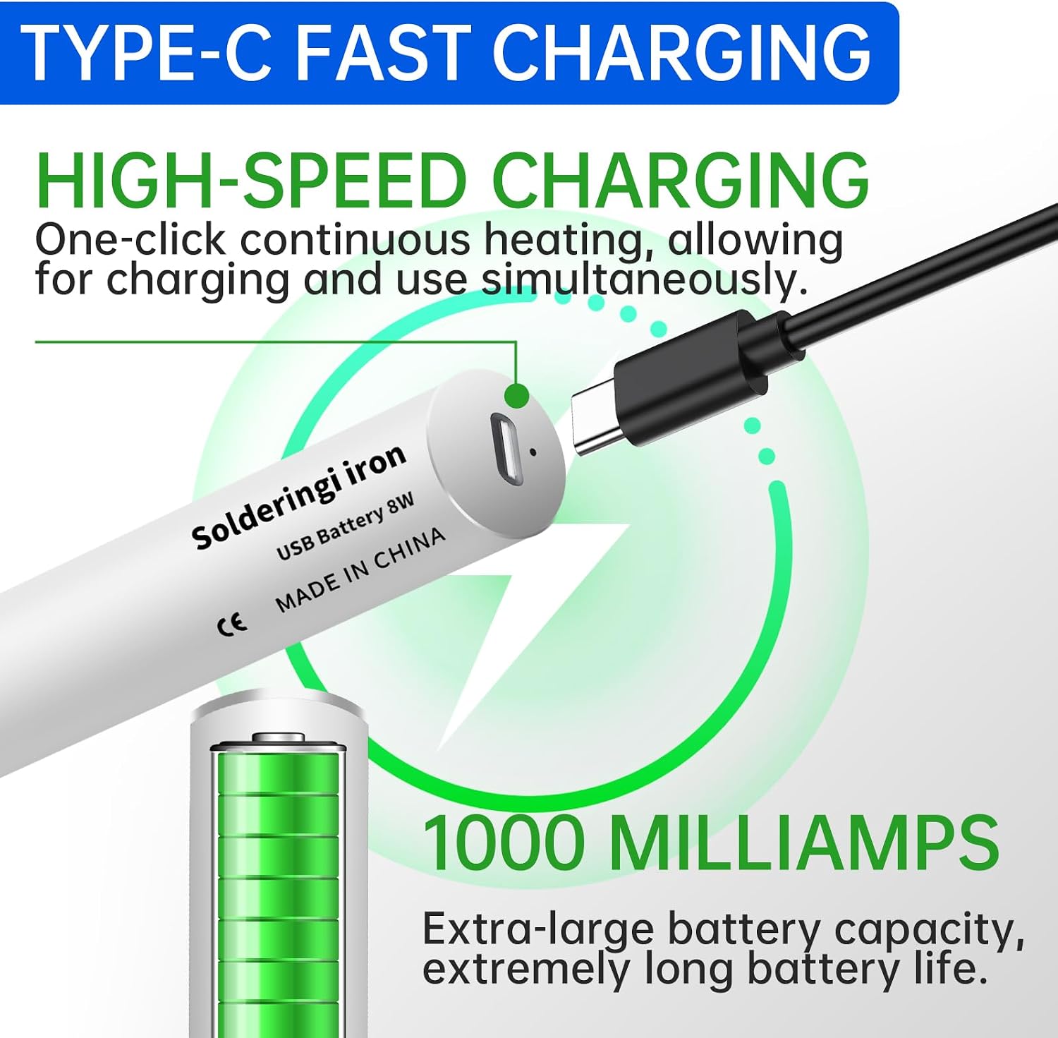 Portable Rechargeable Home Appliance Repair Tool PVC Circuit Board Repair Soldering Iron Kit 1100mAh Battery USB Wireless Electric Soldering Pen with Adjustable Temperature Electronic Component DIY