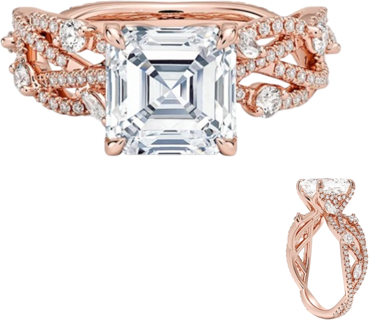 1-5 Carat IGI Certified Lab Grown Diamond 10K 14K 18K Solid Gold Vine Quarters Lab Diamond Engagement Ring Christmas Gift For Women (E-F Color, VS1-VS2 Clarity)