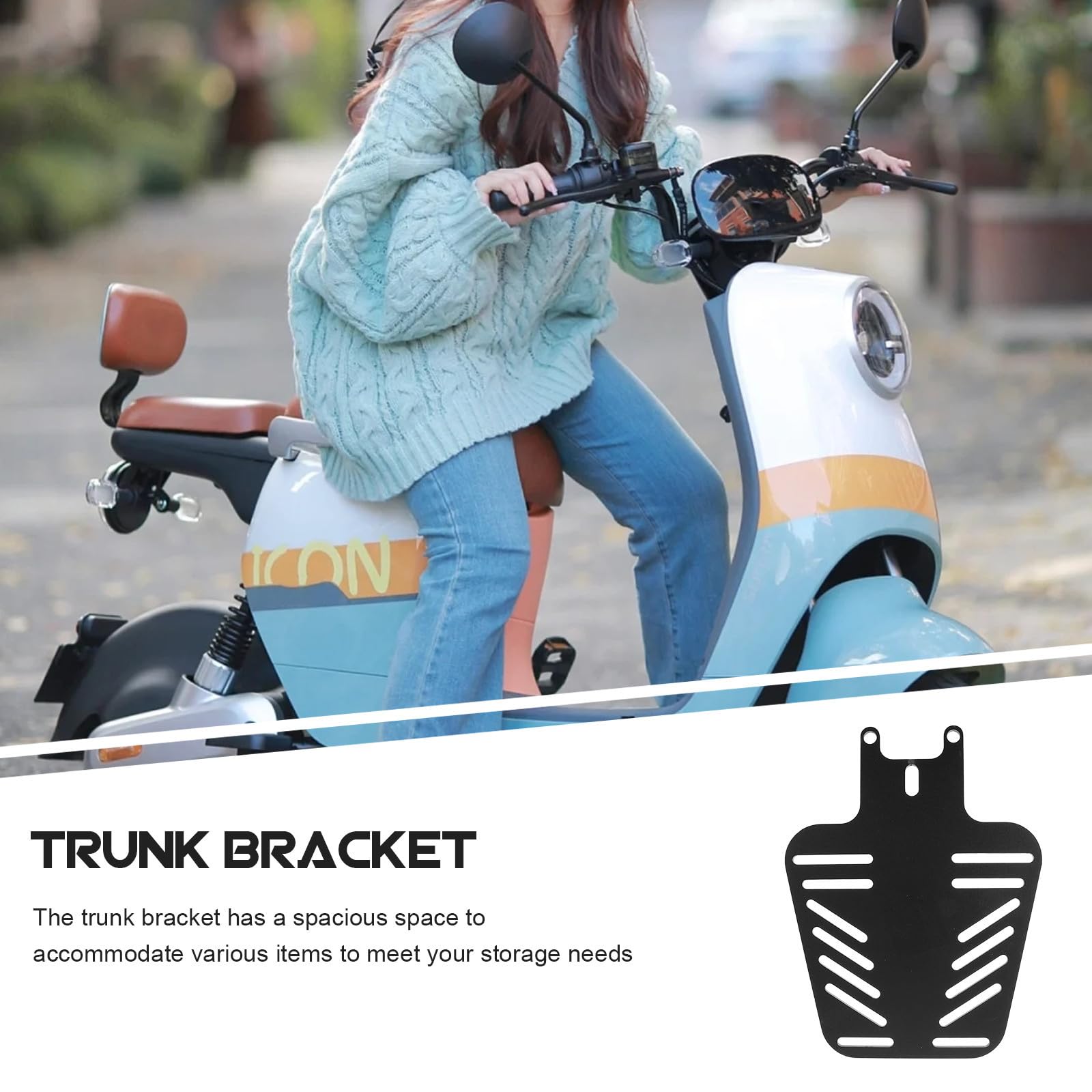 Portapacchi Posteriore per Bauletto Bici Elettrica in Ferro Nero Stabile dal Design Multifunzionale, Accessorio per Veicoli a Due Ruote e Scooter