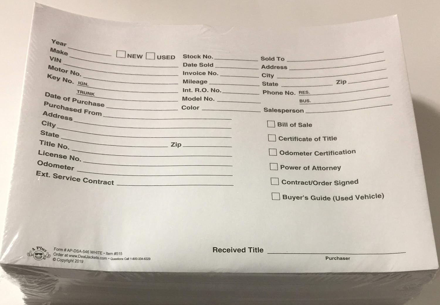 A Plus Automotive Dealer Paper File Jackets White 12" x 9" Quantity 500 (P6)