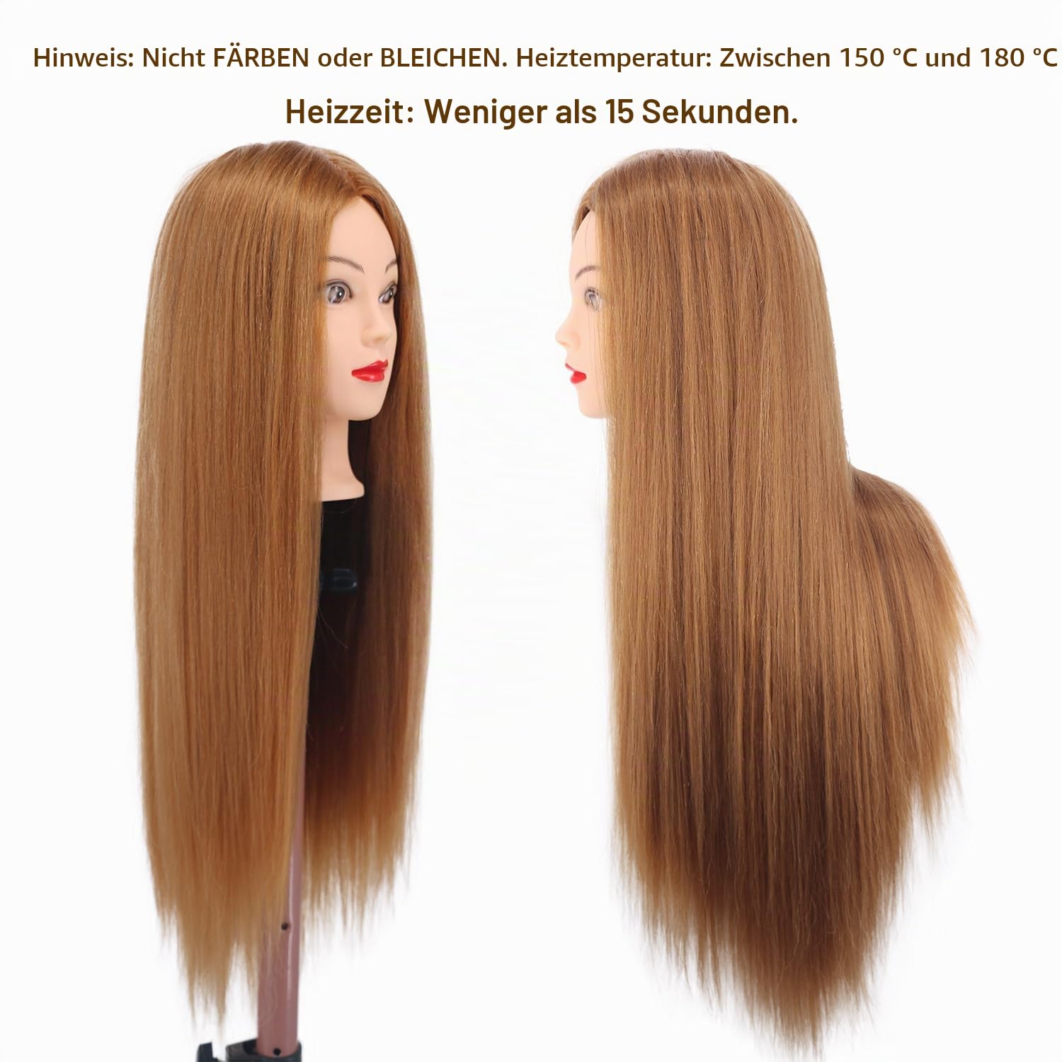 Frisurenkopf, 66cm 80% Echtes Menschliches Haar Frisierkopf übungskopf Puppenkopf zum Frisieren mit Tischklemme + DIY Haar Styling Tools Set | Kosmetologie-Kopf für Friseursalon, Anfänger, um Flechten, Schneiden, Locken zu üben, mit Tischklemme und Werkze