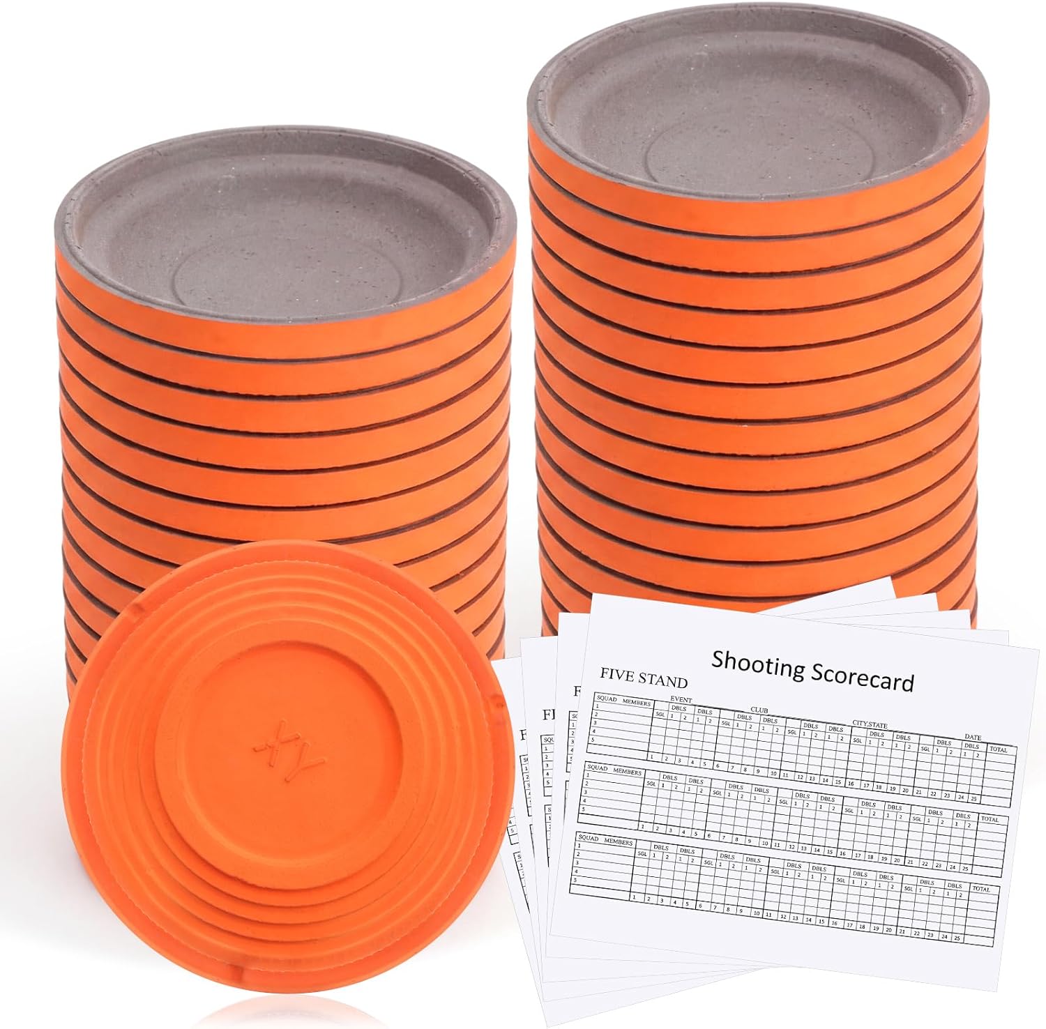 Silipull 100 Pcs Biodegradable Clay Pigeons, Standard 110mm Clay Targets Refill Skeet Targets Disks with 5 Scorecard, High-Visibility Target for Skeet & Trap Shooting, Practice Shattering Disc