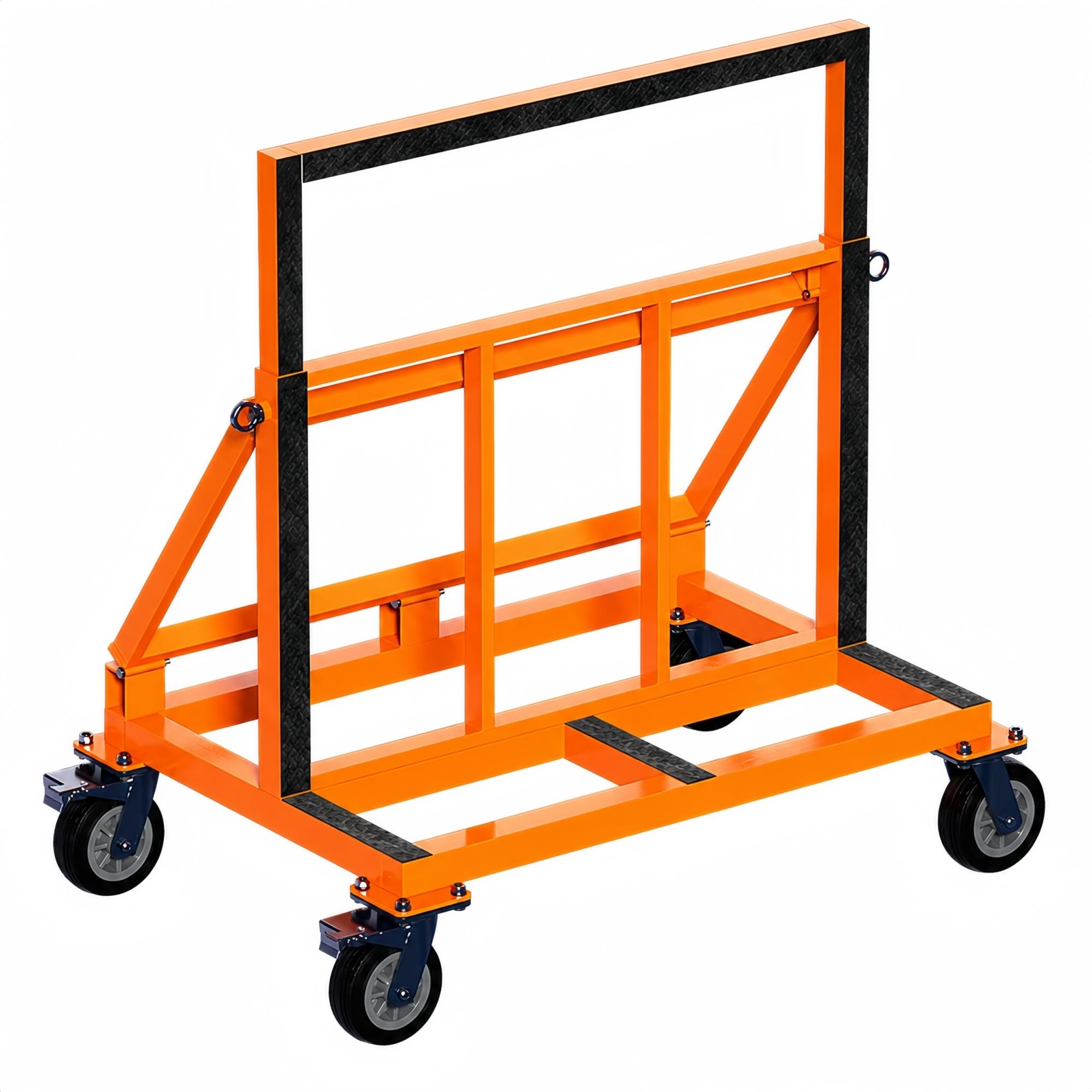 Plattenwagen mit Rollen for Gipskarton, Glas, Steinplatten und Türen | Verstellbare Rückenstütze und klappbarer Rahmen for flexiblen Materialtransport(6IN 4BRAKE,800kg/1760lb)
