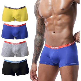PHOLEEY Mens Boxer Shorts Set Modal Breathable Comfort Briefs Pack of 4 Mens Underwear Retro Shorts Boxer