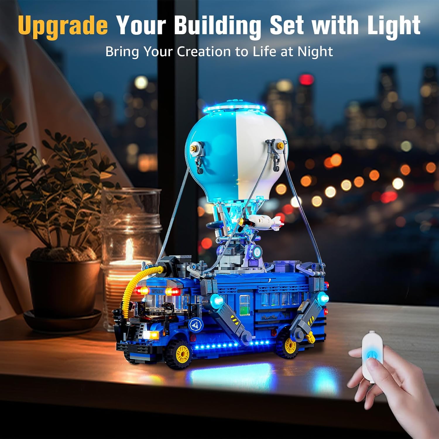 BrickSoul Upgrade Light Kit for Lego 77073 Fortnite Battle Bus Building Set | with ON/Off & Dimmer Switch & Hidden Cable Tech | Easy Install Lighting Set (77073 Set NOT Included)