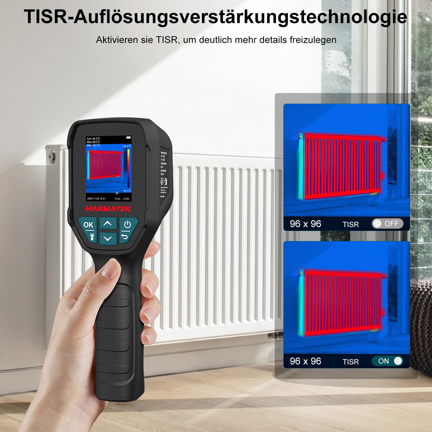 HANMATEK Wärmebildkamera Ti240 Bildgebungswerkzeug für Temperaturanomalien und Jagd-Wärmebildkamera mit einer Auflösung von 240 x 240 Pixeln, Temperaturbereich von -68 °F bis +752 °F, Wiederaufladbar