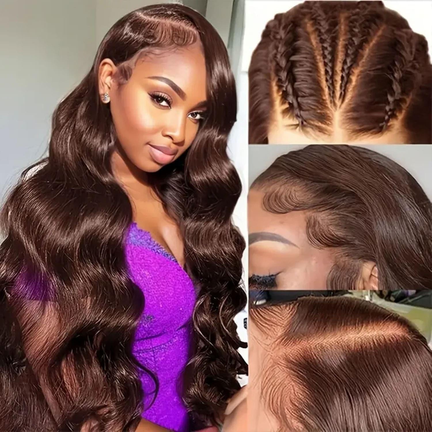 13x4 Lace Front Chocolate Brown Human Hair Wig 28 Inch Body Wave Lace Front Wigs Human Hair Pre Plucked for Women