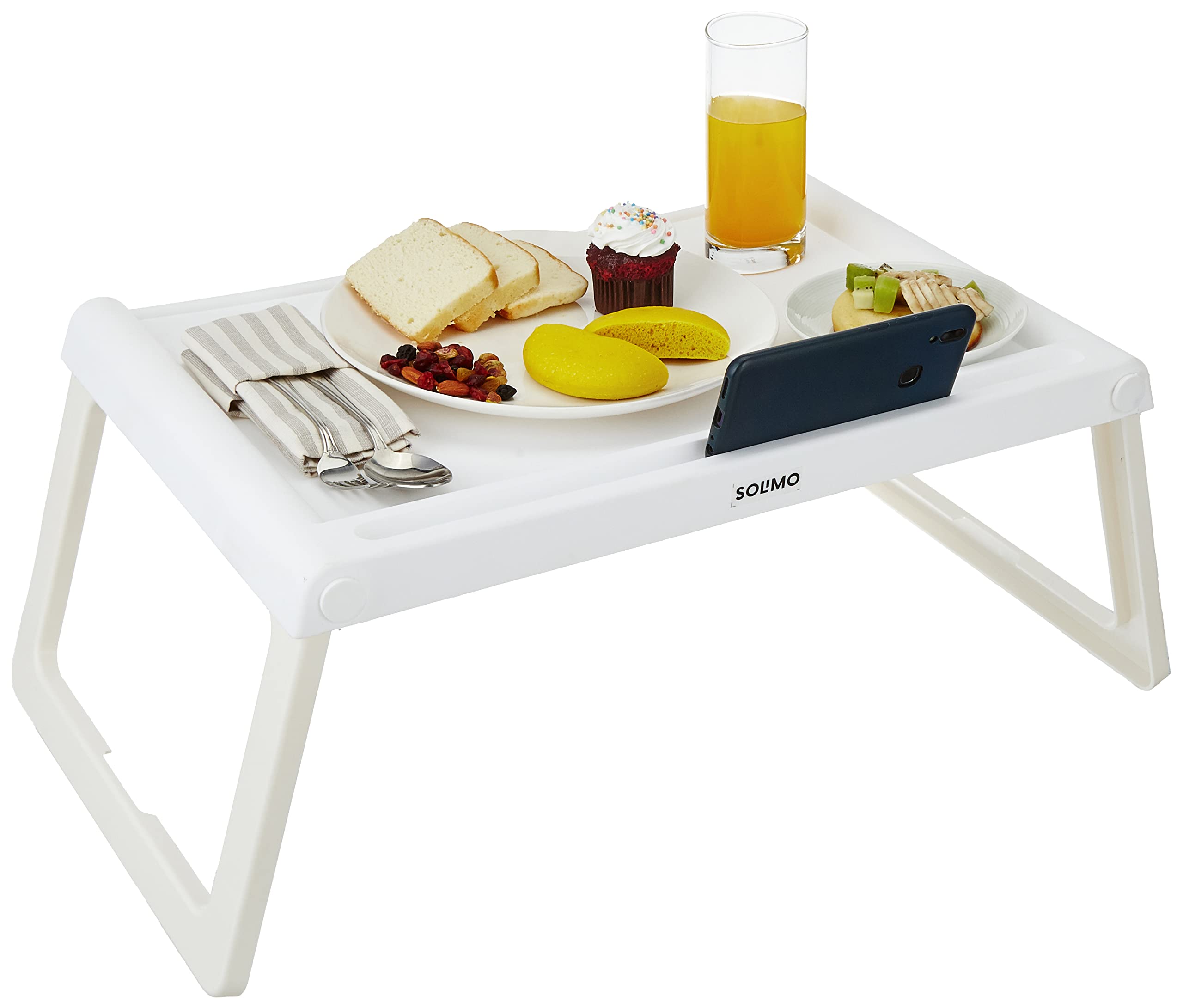 Amazon Brand - Solimo Reinforced Polypropelene Plastic Multipurpose Foldable Tray - White