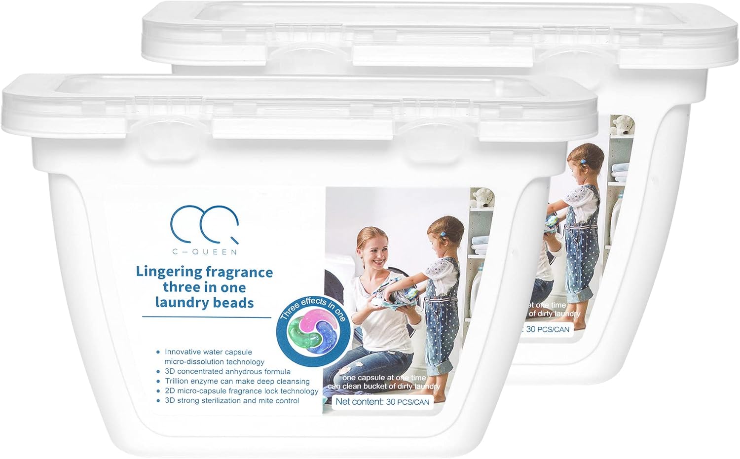 CQueen Color 3in1 Laundry Detergent Pods, Ready to Use