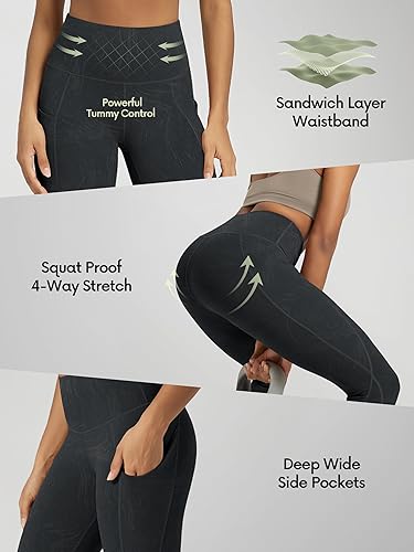 Miniatura 19 de ODODOS - Leggings tipo capri de mujer, no se traslucen y modelan el abdomen, con cintura alta y bolsillos; para hacer yoga, atletismo, ejercicio