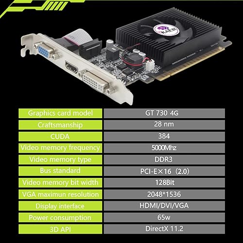 Miniatura 7 de KAER Tarjeta gráfica GT 730, 4 GB DDR3, DirectX 11 128 bits, VGADVI-DHDMI, PCI Express 2.0 x 16, tarjeta de video Nvidia, GPU de computadora