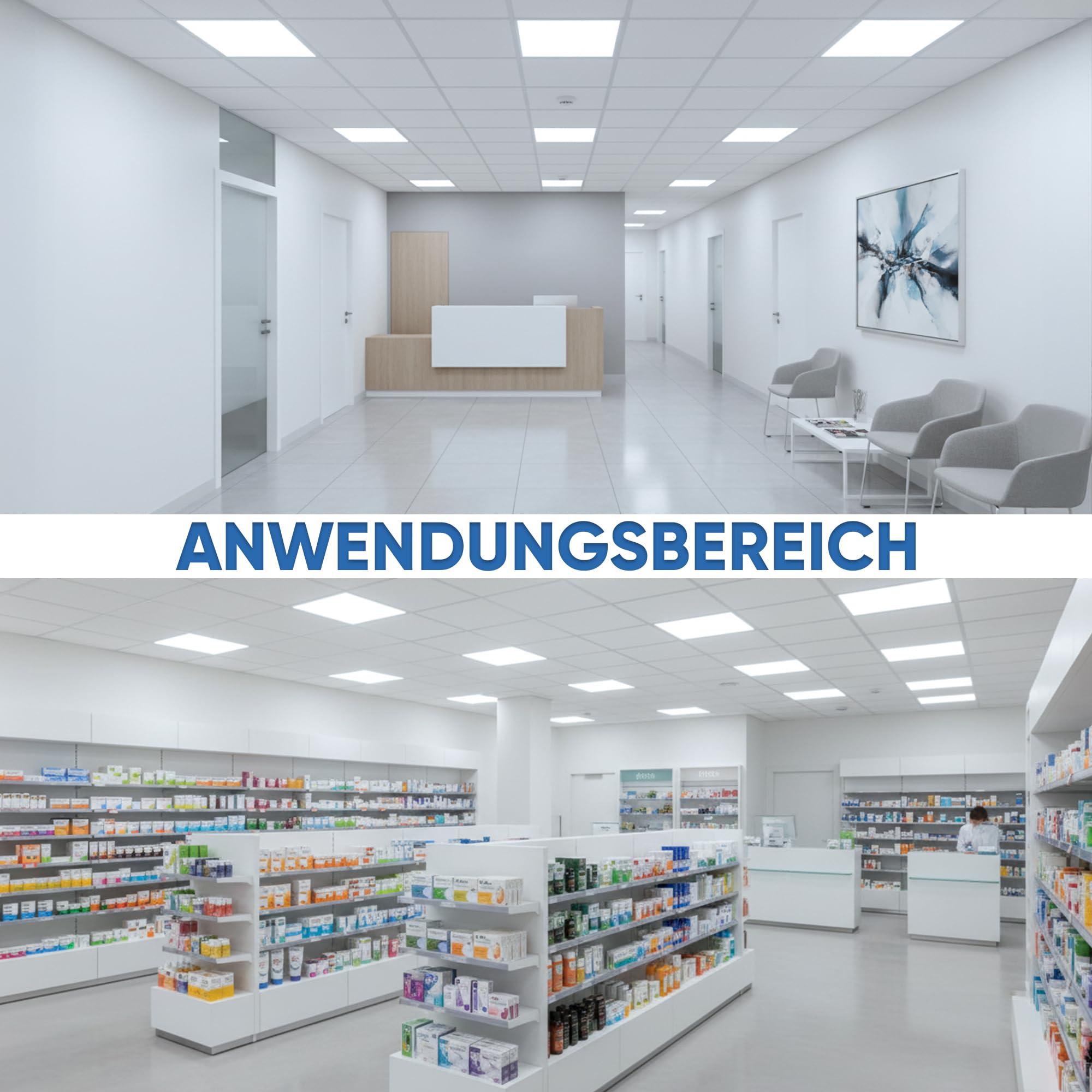 LECOM LED Panel 62x62 Neutralweiß 24W 4500lm Rasterdecke Büroleuchte Flach | Für professionelle Arbeitsbereiche. Energieeffiziente Alternative zu klassischen Rasterleuchten in Büro, Klassenraum, Praxis.