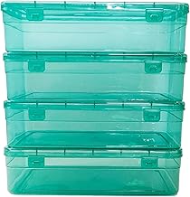 Feliz Green Coloured Plastic Medium Storage Boxes Size 10.25 X 6.75 X 2.5 inches (Set of 4)