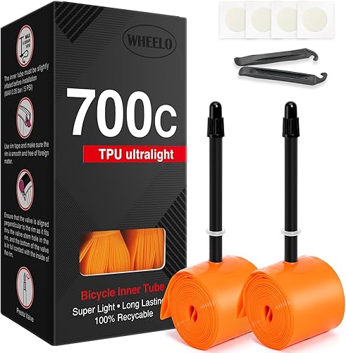 Miniatura 8 de Tubo interior de bicicleta TPU 700C × 18-32C: tubo ligero para bicicleta de carretera con válvulas Presta de 1.772 in/2.559 in/3.346 in (incluye kit