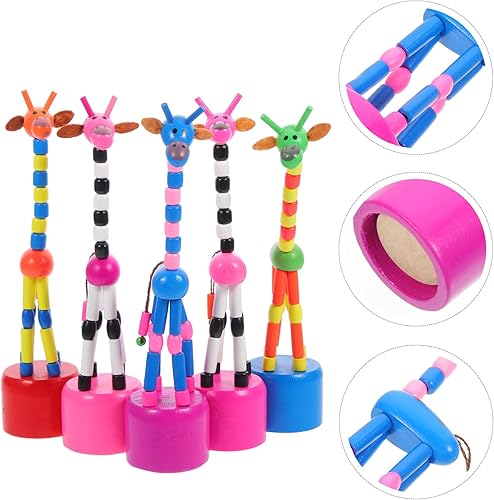 Miniatura 4 de Gadpiparty Juguetes de marionetas de jirafa de madera, juguetes coloridos de dibujos animados de jirafa para pulgar, marionetas de dedo de jirafa,