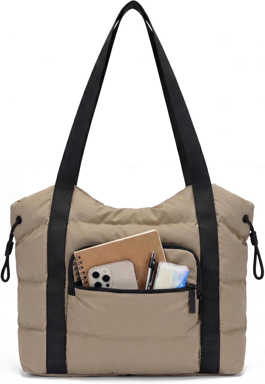 Tote Bag for Women, Lightweight Quilted Puffer Tote with Multiple Pockets, Large Capacity Shoulder Work Bag for Travel