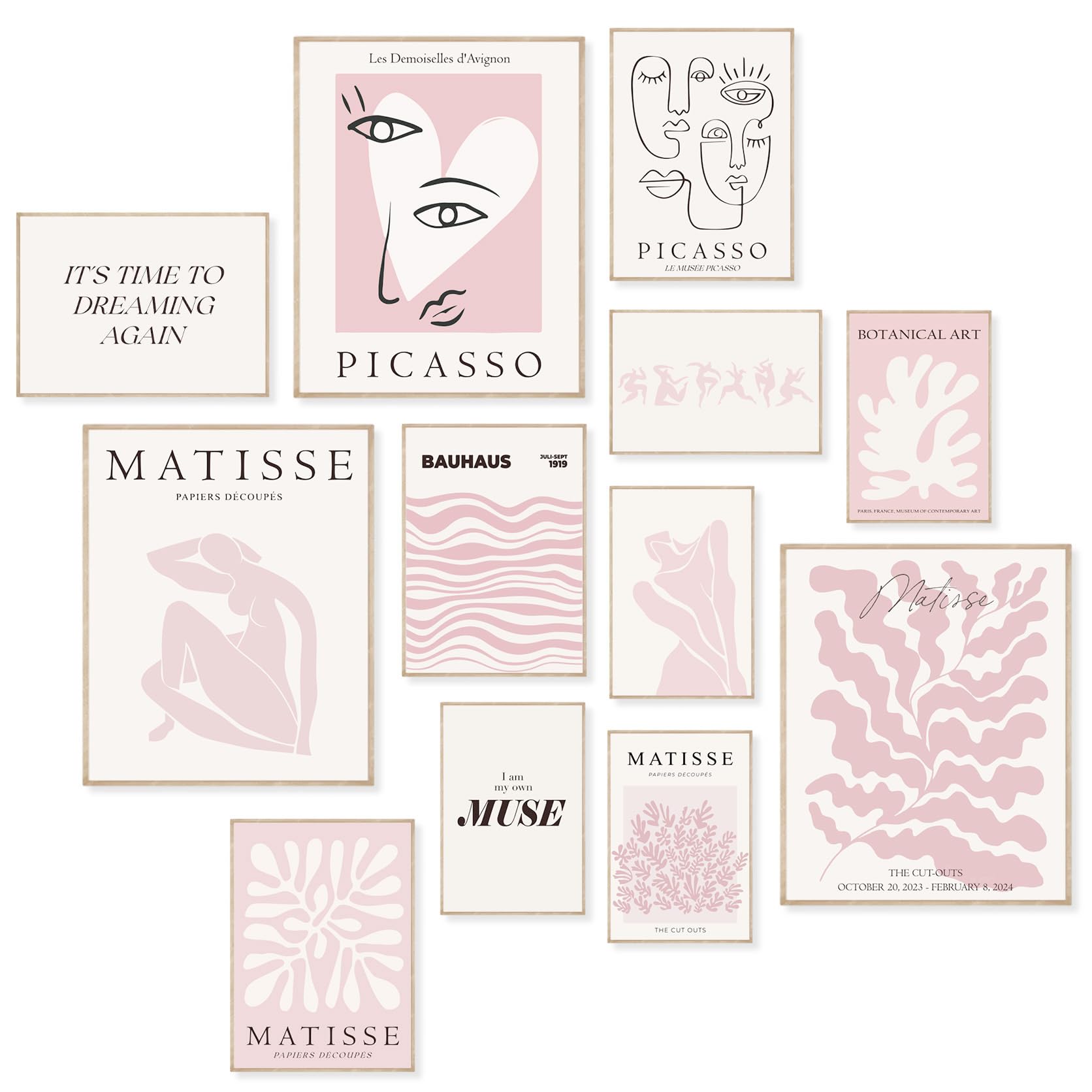 KINYEYE Pink Posters for Women Room Decor, Pastel Pink Room Decor Aesthetic Wall Art Prints for Bedroom | Unframed