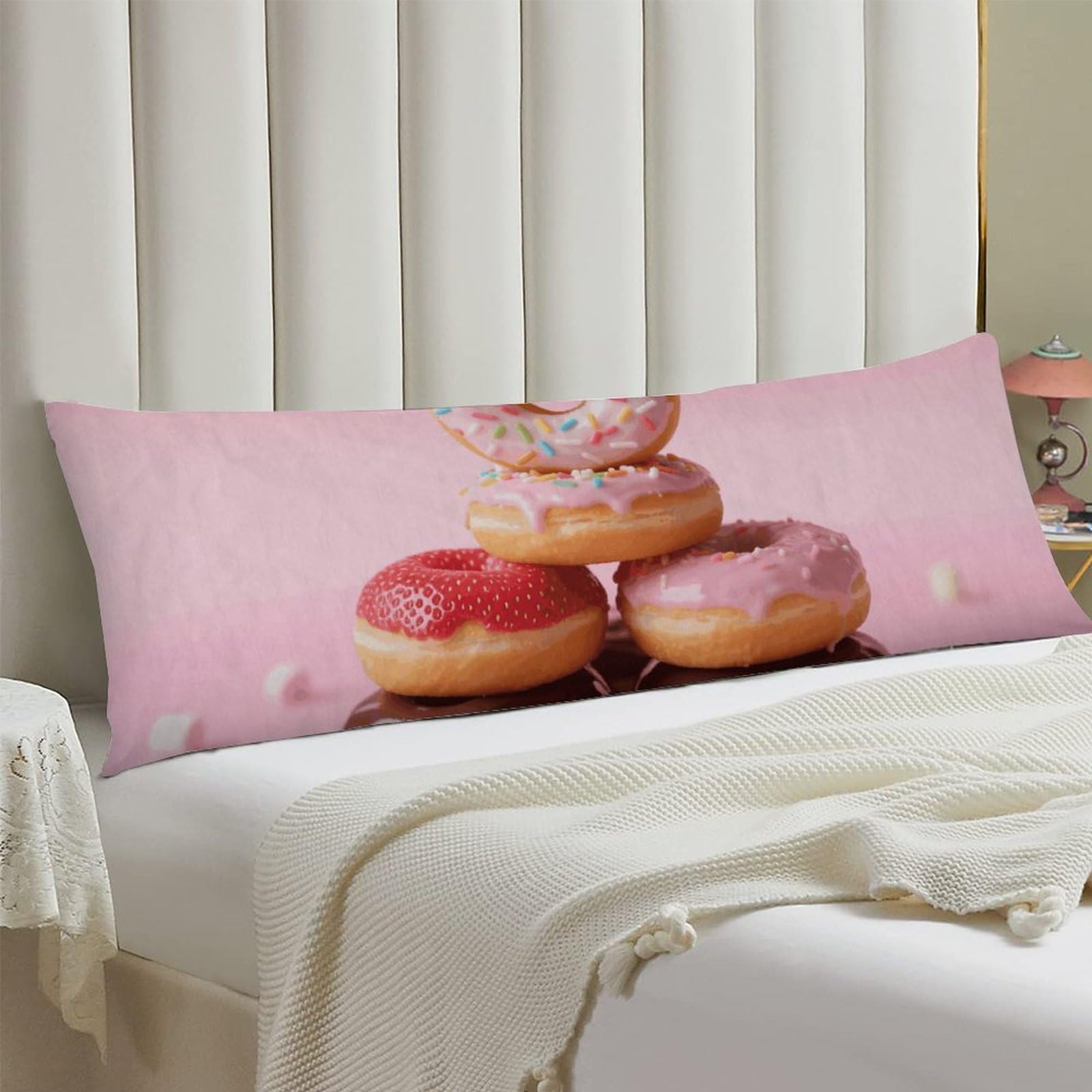 Body Pillow Cover 20x54 Long Pillow Case with Invisible Zipper Breathable Microfiber Donuts Pillowcase Soft Cozy Protector for Bedroom Couch Sofa Bed Home Decor All Seasons