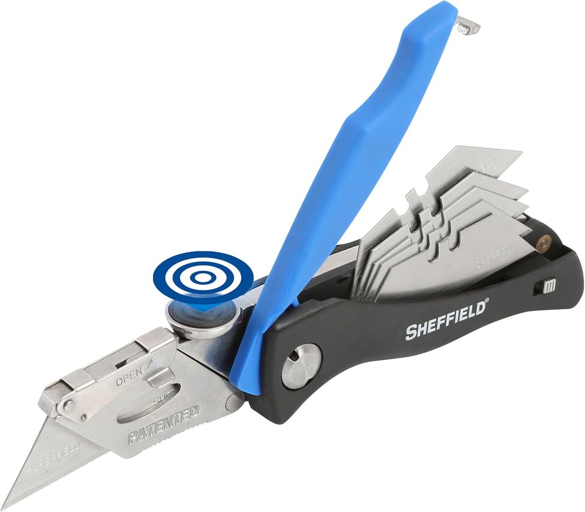 Sheffield 12119 Utility Knife & 5 Utility Knife Blade Storage Compartment