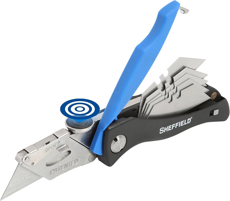 Sheffield 12119 Utility Knife & 5 Utility Knife Blade Storage Compartment
