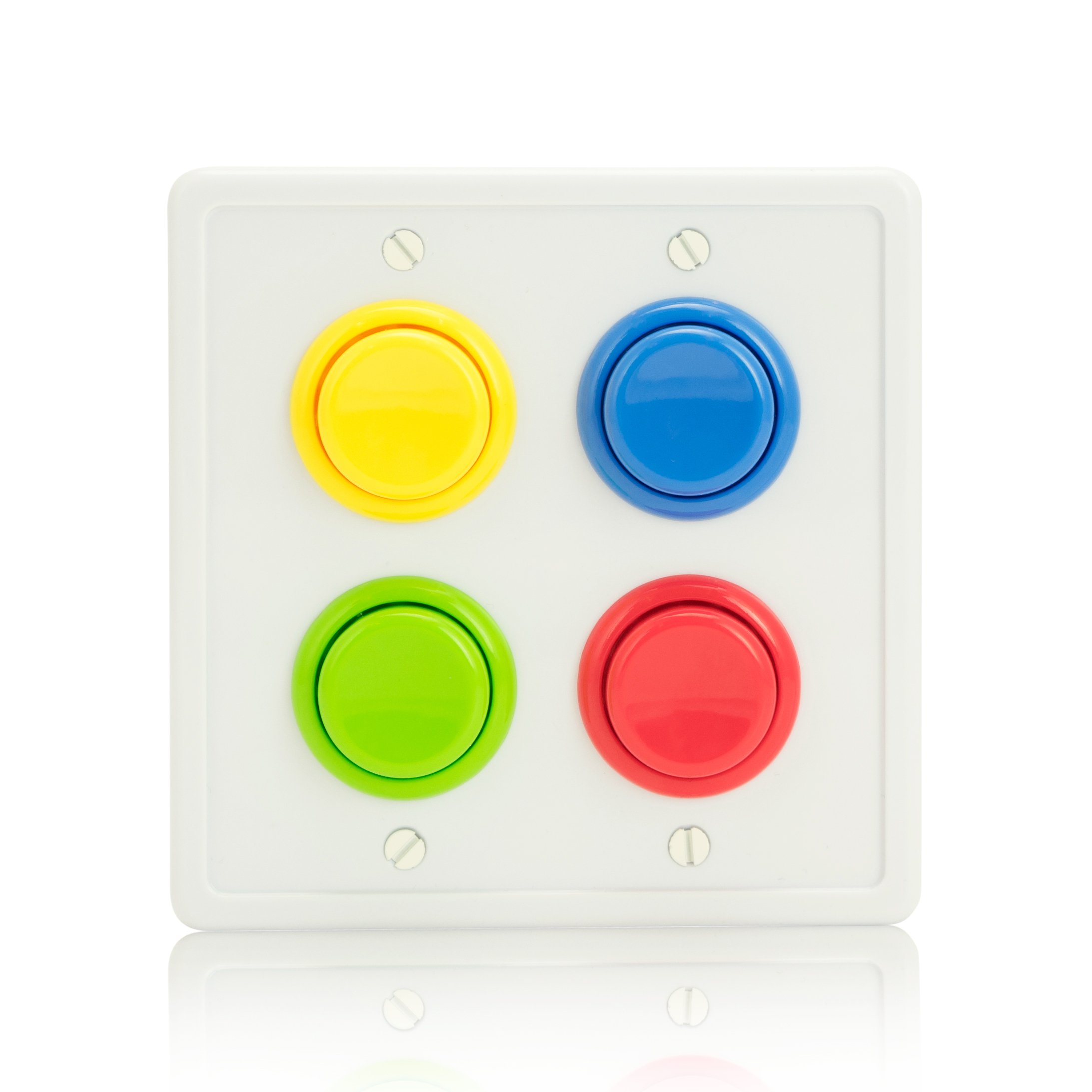 Arcade Light Switch Plate Cover, (White/Red,Blue,Green,Yellow) Double Switch, 2-Gang Standard Size Rocker Wall Plate, Game Room Decorator, Kid Bedroom Wallplate, Faceplate-image-38