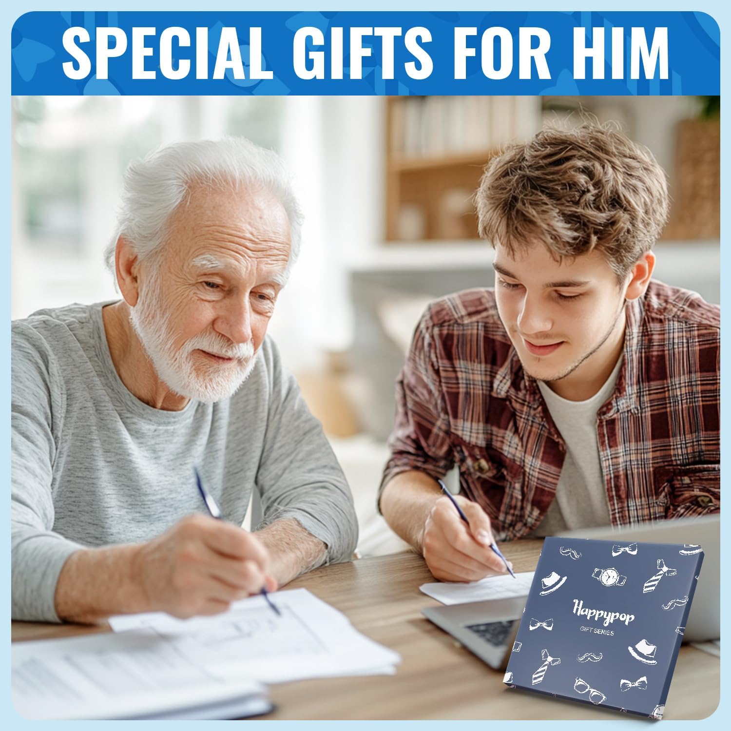 HAPPYPOP Dark Blue Reel Cool Gifts - Funny Socks for Dad Brother Uncle Grandpa Son Husband - Image 2