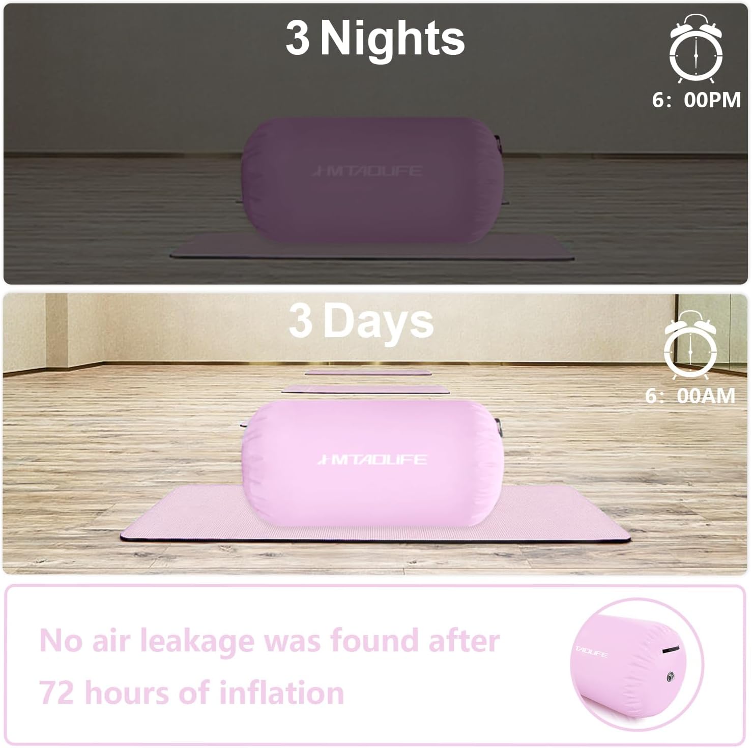 Gymnastics Air Roller Air Barrel, Inflatable Tumble Roller Mat, Air Roller Gymnastics Barrel Kids Back Somersault Backbend Trainer for Yoga Training Cheerleading Home Use