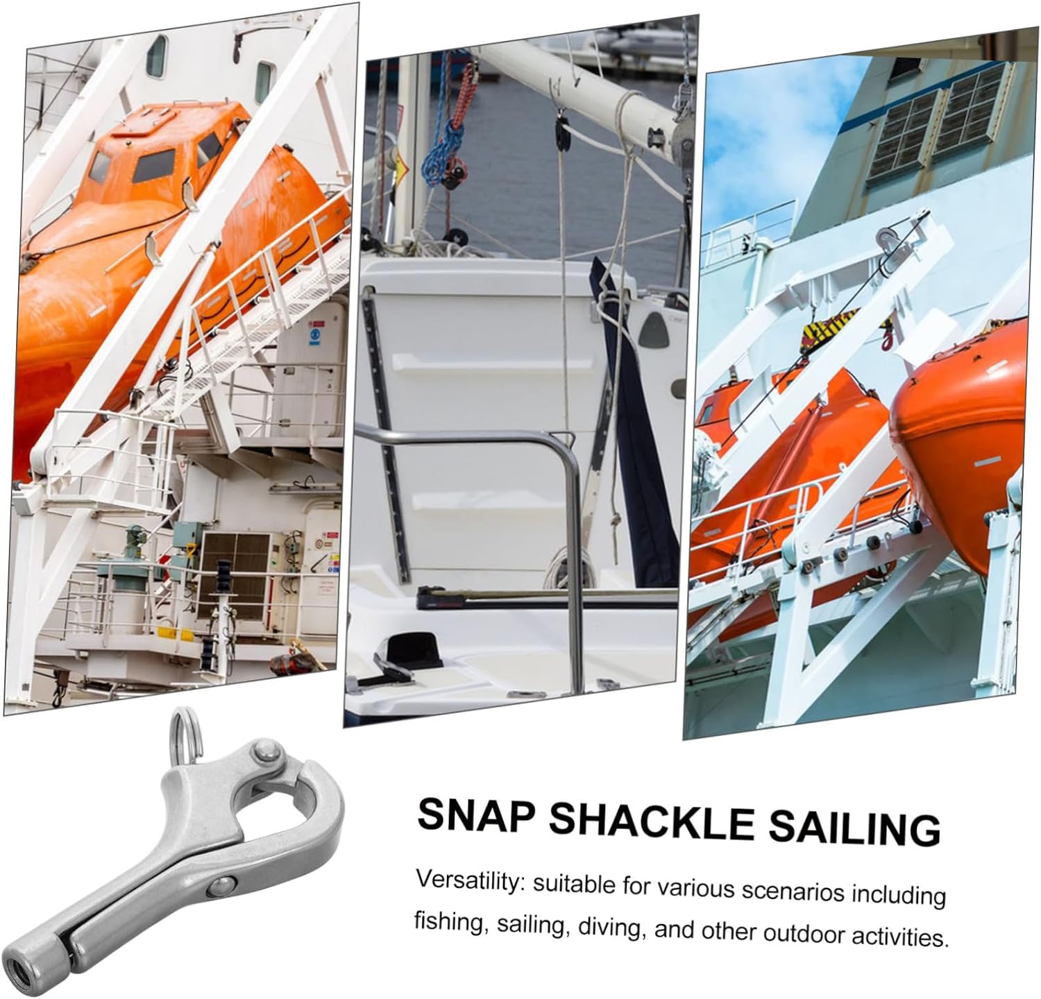 Openable Hooks Shackle Stainless Steel Quick Release Emergency Hardware for Boats Lightweight Self-Locking Fastener for Safety and Efficiency