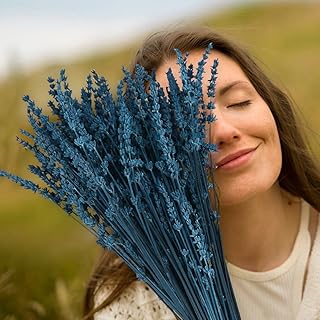 Dried Preserved Lavender Flowers Bundle, 100% Natural Dried Lavender Bouquet 15-17" for Crafts, Shower, Weeding and Home Decor, Aromatherapy, Fragrance, Fresh, Dry (Blue-1.76oz)