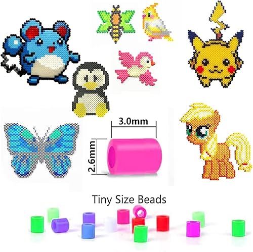 Miniatura 5 de Feelmate Kit de cuentas de mini fusibles de 26,000 piezas de 48 colores de 0.102in, juego de cuentas de hierro, incluye 4 tableros de clavijas, 4