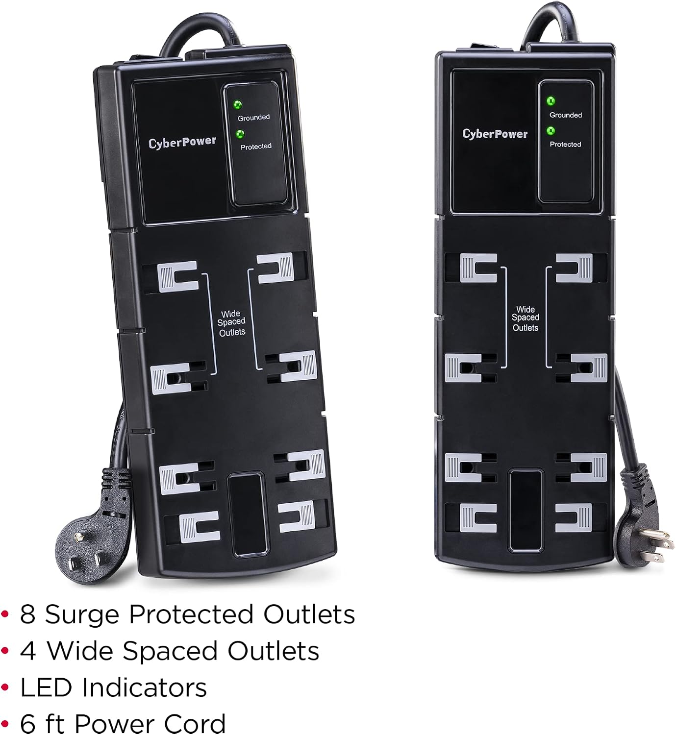 CyberPower CSB806 Essential Surge Protector, 1800J/125V, 8 Outlets, 6ft Power Cord
