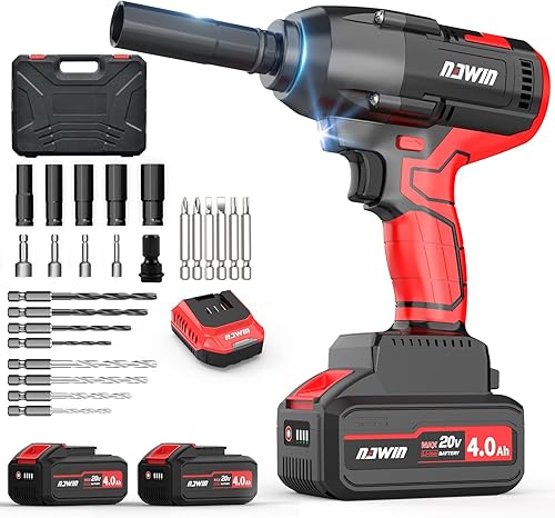 Miniatura 10 de Llave de impacto inalámbrica, pistola de impacto de 12, sin escobillas, llave de impacto eléctrica inalámbrica de ajuste de múltiples velocidades