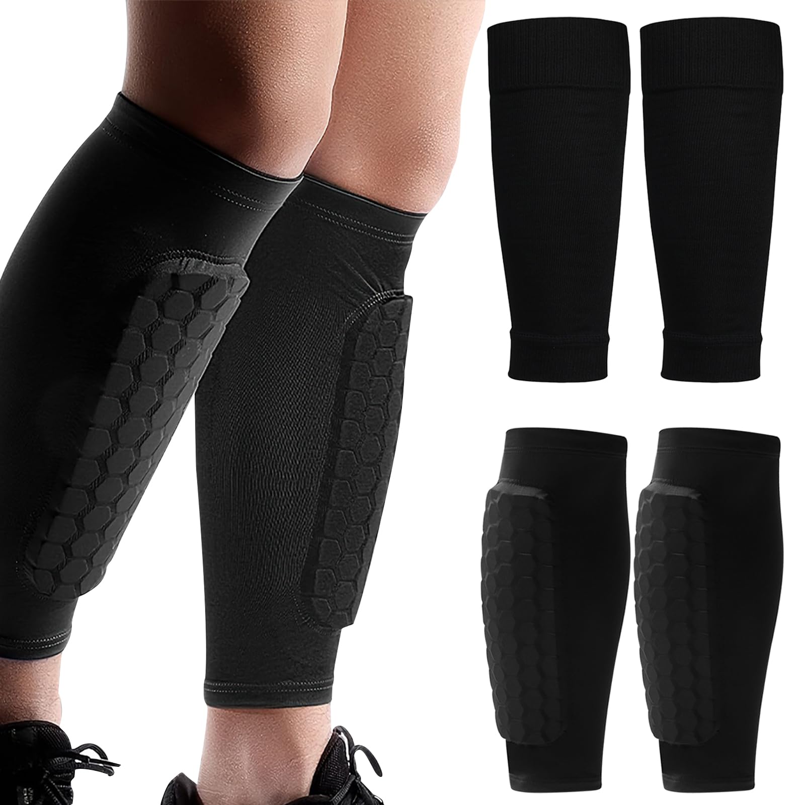 2 Paires De Chaussettes De ProtèGe-Tibia De Football Respirant