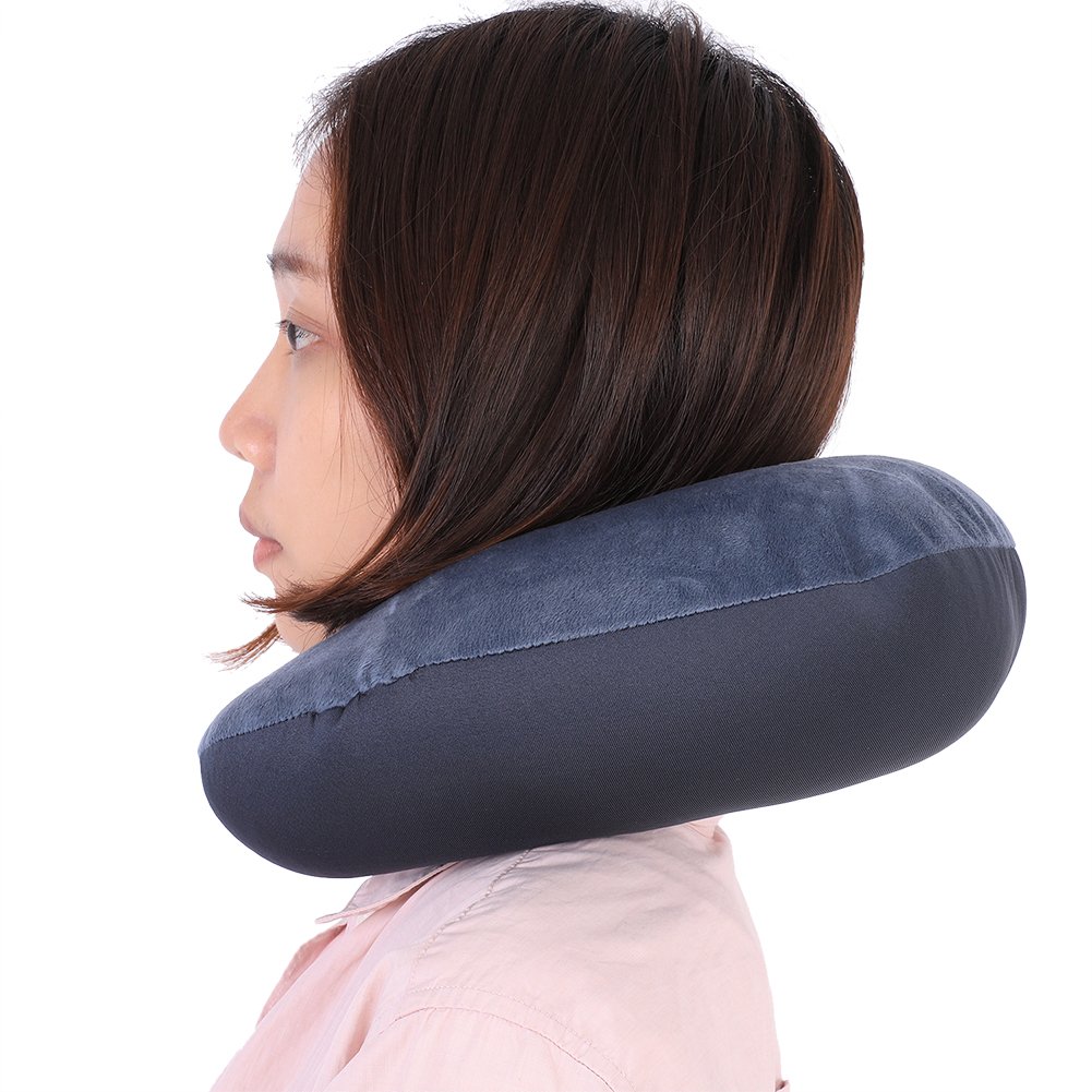 Quatish Cuscino Da Viaggio Memory Foam Per Aereo Con Supporto Per Il Mento E Fibbia Regolabile - 100% Schiuma Viscoelastica, Federa Lavabile, Compressibile - 3