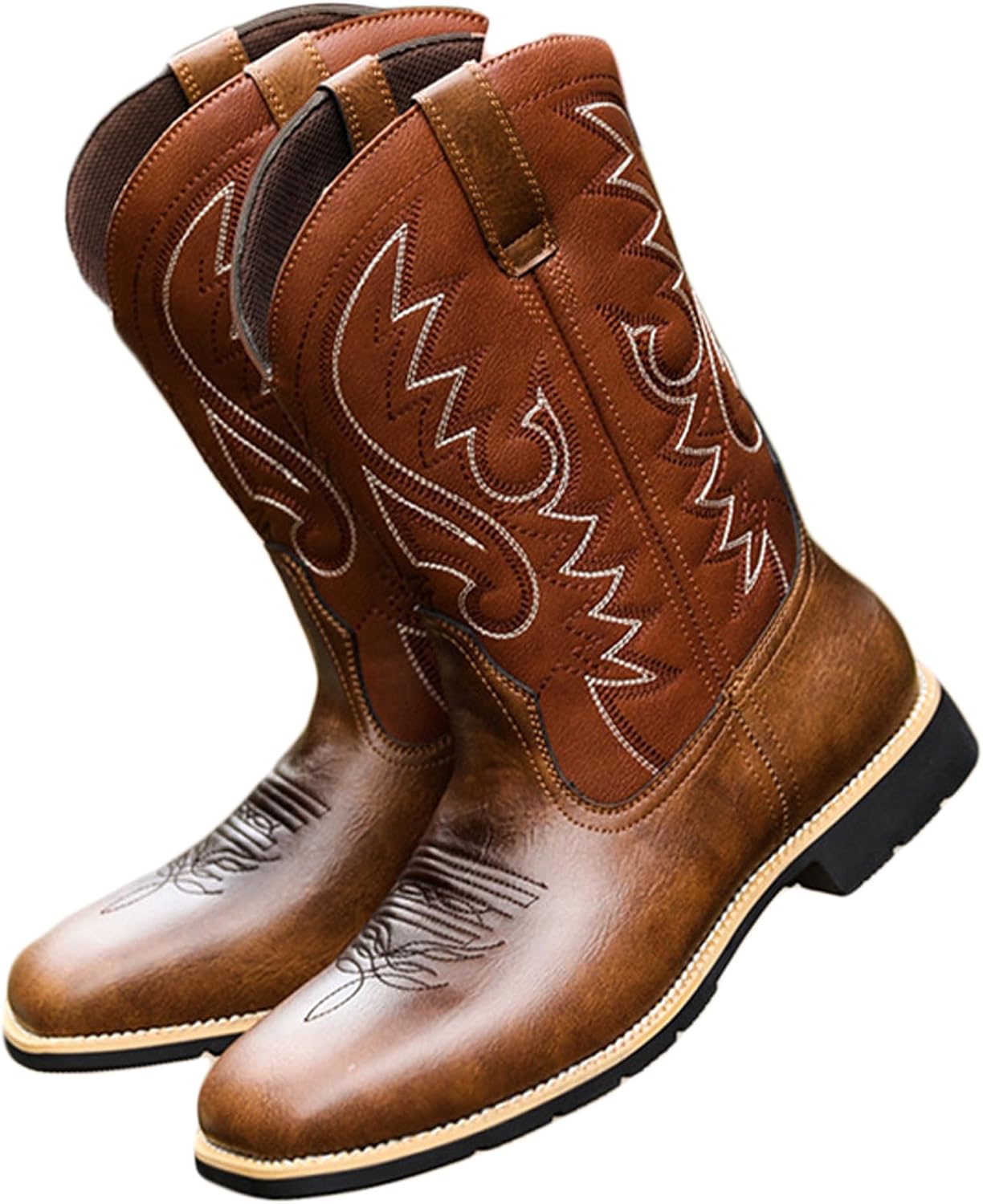 Bestgift Western cowboy boots tall embroidered retro men and women large size