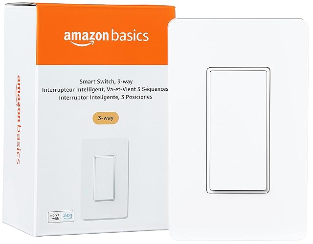 Amazon Basics Interruptor Inteligente, 3 Vías, Funciona con Alexa Solo, Wi-Fi 2.4 GHz, Sin Hub Requerido, Blanco