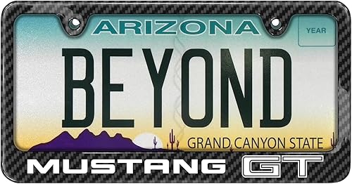 Miniatura 2 de Marco de matrícula de plástico ABS con aspecto de fibra de carbono negro para Ford Mustang GT