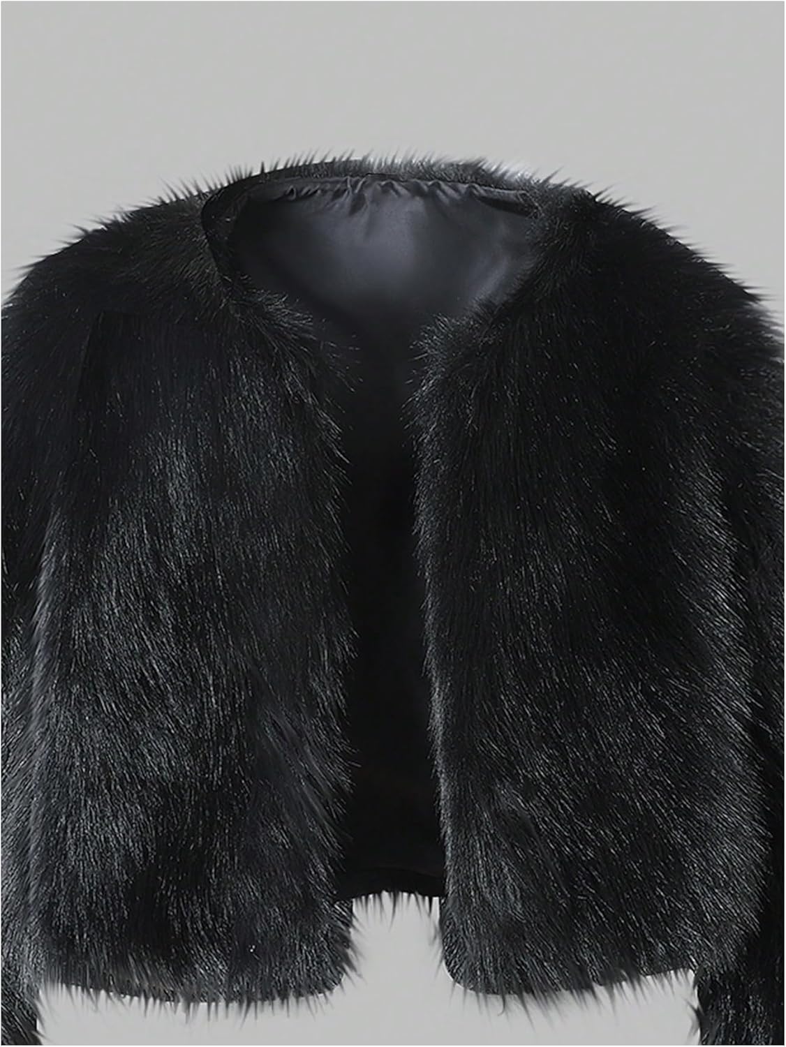 Verdusa Girl's Faux Fur Jacket Fuzzy Winter Coat Furry Open Front Jackets Drop Shoulder Outerwear - Image 4