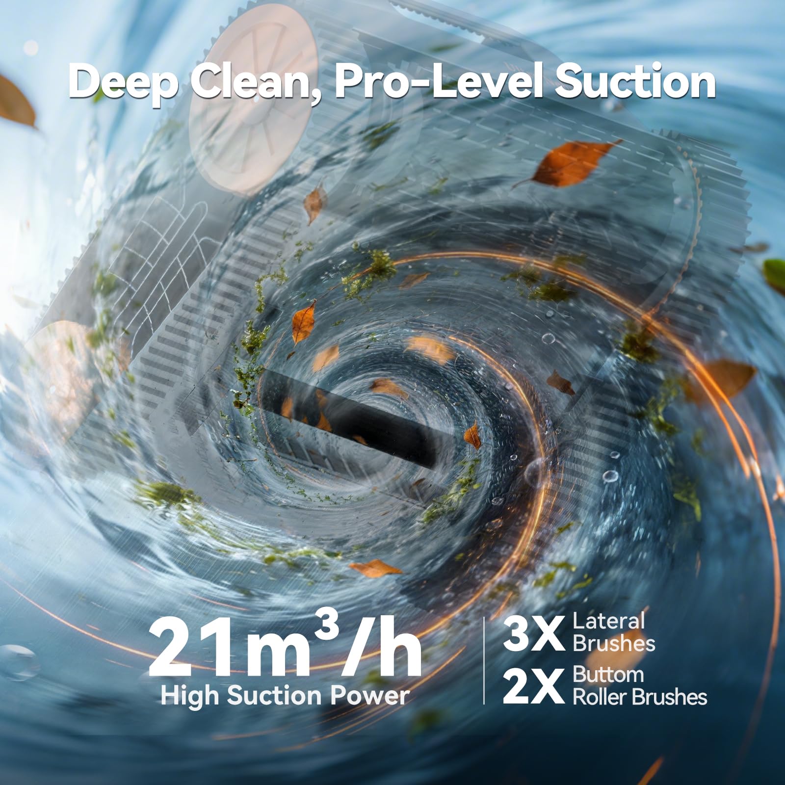 (2026 Upgraded) CoasTeering Robot Piscine Sans Fil pour Fond et Parois – 3 moteurs brushless, 21 m³/h, 180 min d’autonomie, navigation intelligente, aspirateur piscine pour ligne d’eau et piscines jus