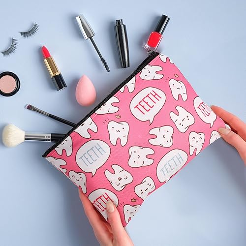 Miniatura 7 de Bolsa de maquillaje de dientes de 12 piezas, bonita bolsa de cosméticos para enfermeras, dentistas dentales, regalo colorido, bolsa de aseo