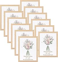 Giftgarden Pack of 12 Picture Frames 15 x 20 cm in Wood Look for Photos and Pictures, Wood-Coloured Photo Frame Set Made of Plastic, Wall or Table Stand