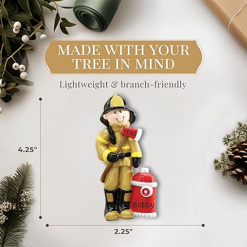 Miniatura 4 de Adorno de bombero personalizado 2025 Personalización gratuita las 24 horas Adornos de Navidad de primer respuesta grabados con láser para árbol
