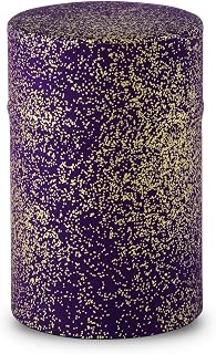 NOREN Japanese Tea Canister Tin (Yuzen Washi Paper), 3.5oz Size Made in JAPAN with Includes Inner Lid of Airtight Damp-Proof/Kitchen Jar for Loose Leaf Coffee Tea Spice and More (Gold and Purple)