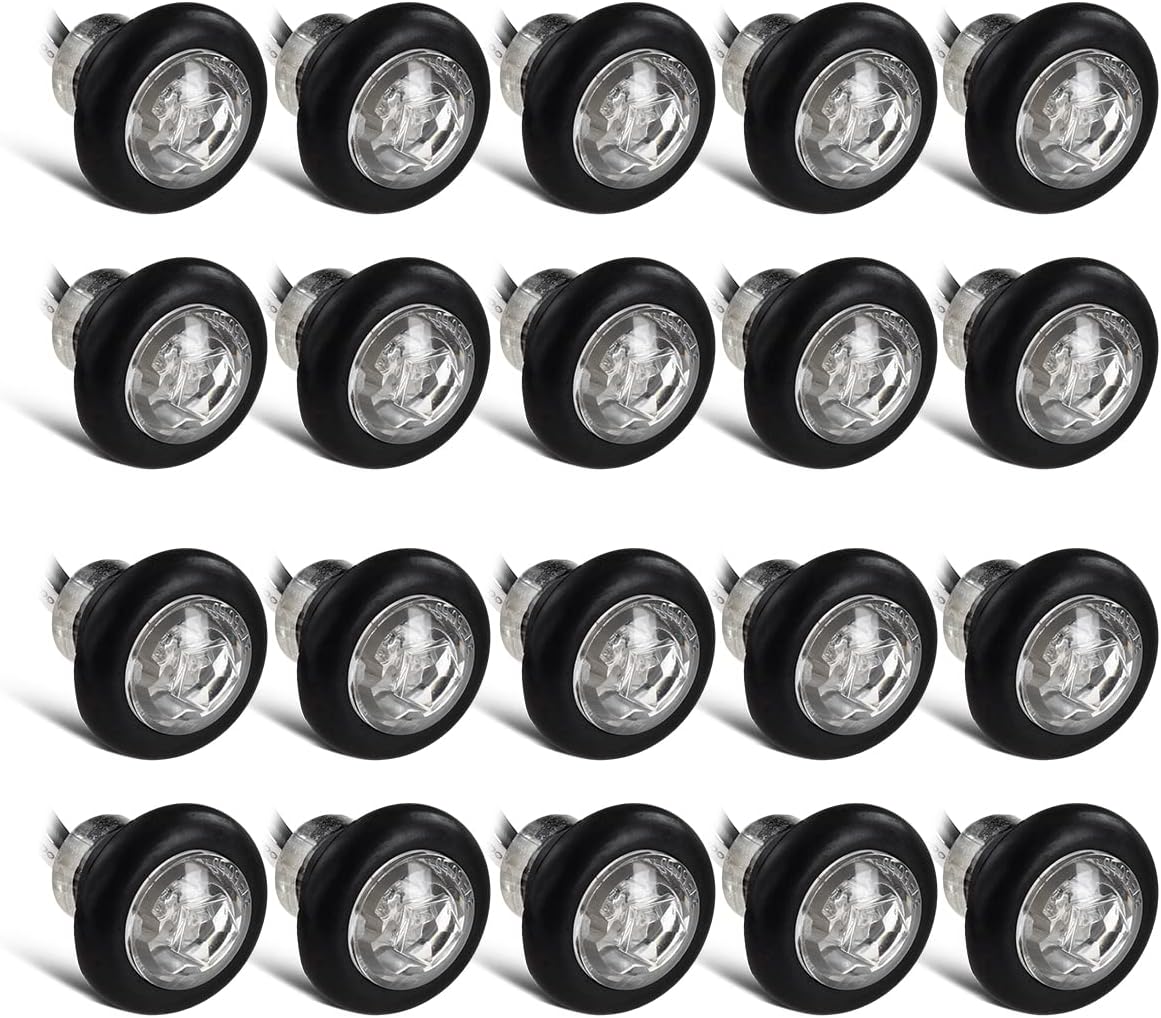 Partsam 20Pcs 3/4" Inch Mini Round Trailer Led Side Marker and Clearance Lights