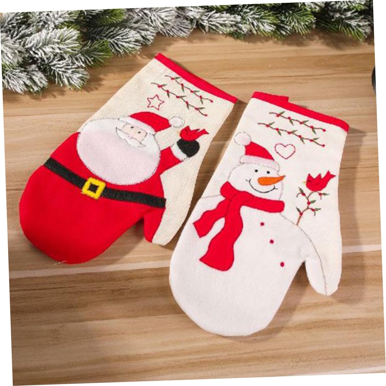 Ciieeo 6 Piezas Guantes aislantes cand Traje de papá Noel Traje de Santa Claus manteles Individuales Guantes de Cocina Almohadilla Accesorios de Cocina