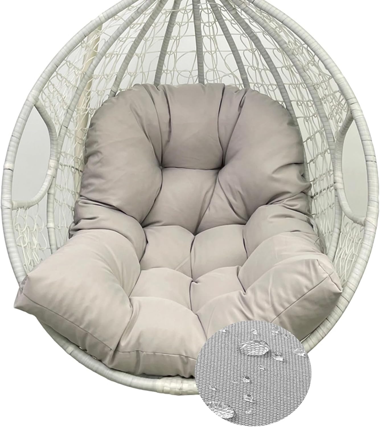 Swing Egg Chair Cushion Water-Proof,Replacement Cushion for Swing Chair,Light Grey 47 * 35" Washable Hammock Chair Cushion, Thicken Patio Hanging Egg Chair Pads.