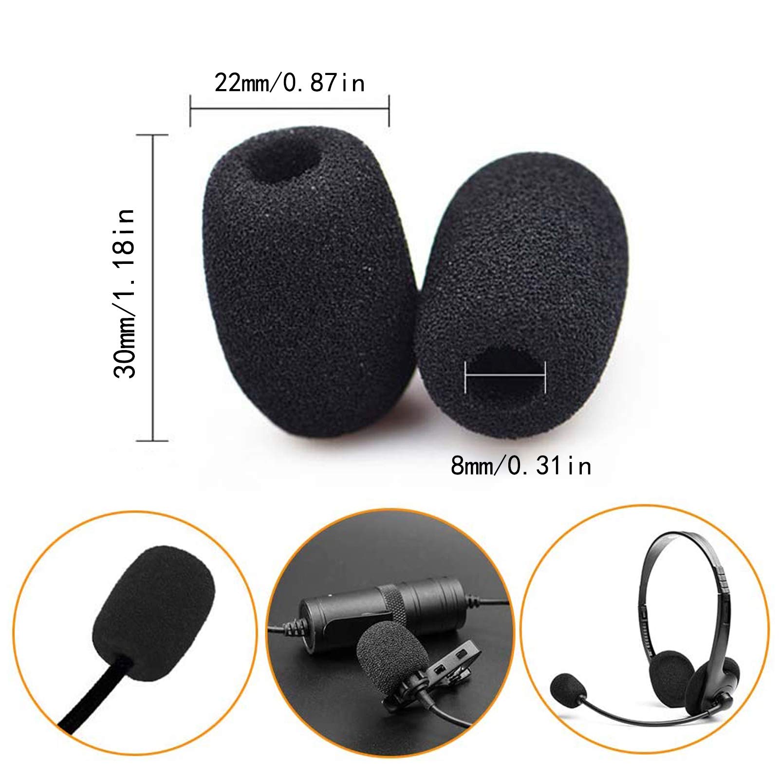 Coperture Spugna Per Microfono - 20 Pezzi Nero 30x8mm - Antivento E Antipolvere - Foto 11