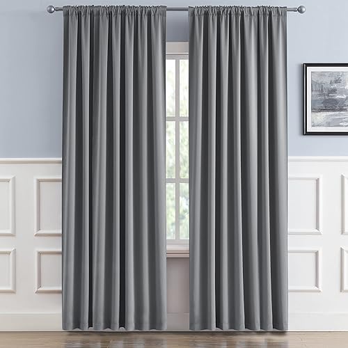 Miniatura 2 de DUALIFE - 2 paneles de cortinas extraanchas para privacidad, para loft, puerta corrediza y habitación de invitados, con trabilla trasera y bolsillo