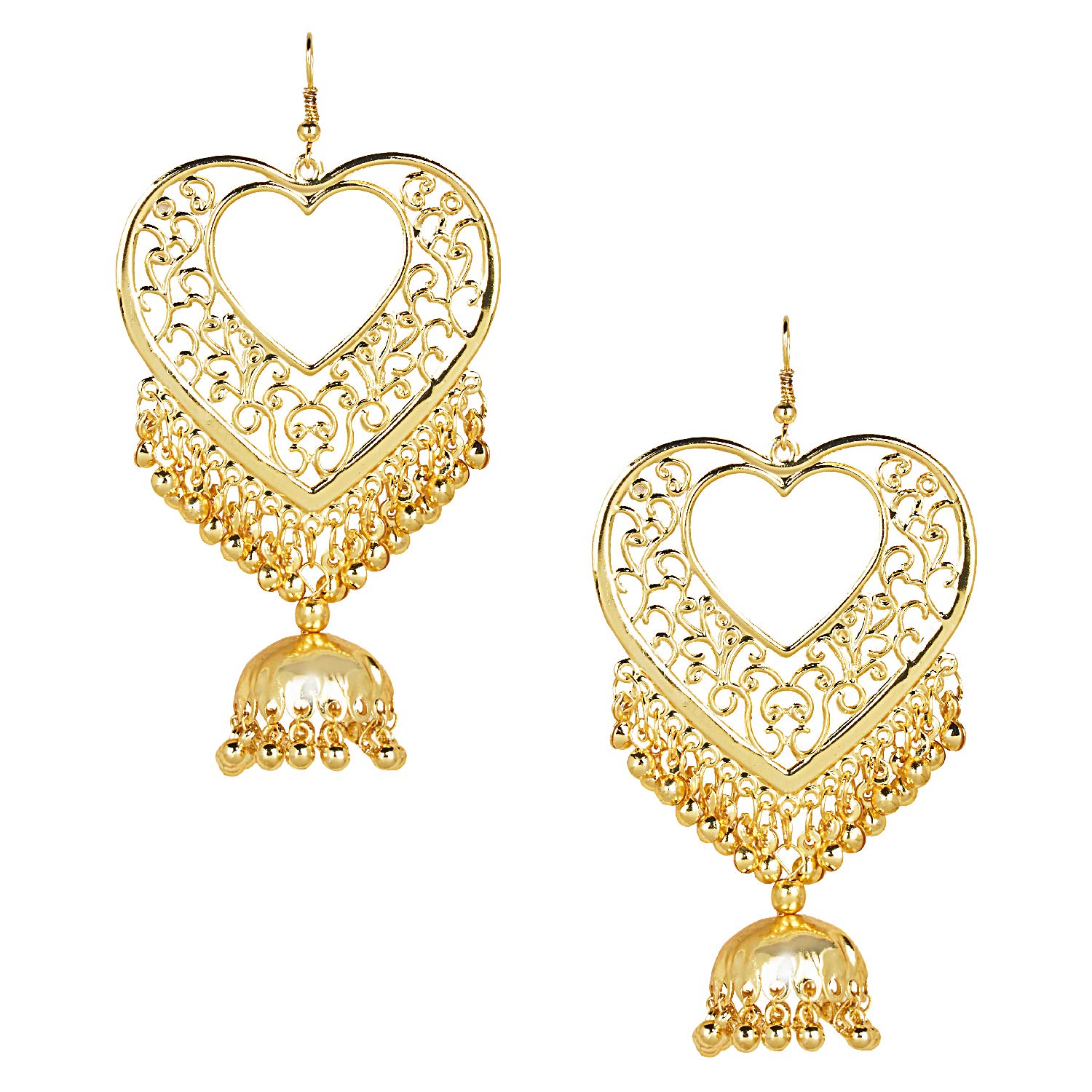 Buy Shining Jewel Stylish Oxidised Gold Heart Shaped Designer Chandbali Jhumka Earring For Girls And Women Sj 1800 At Amazon In